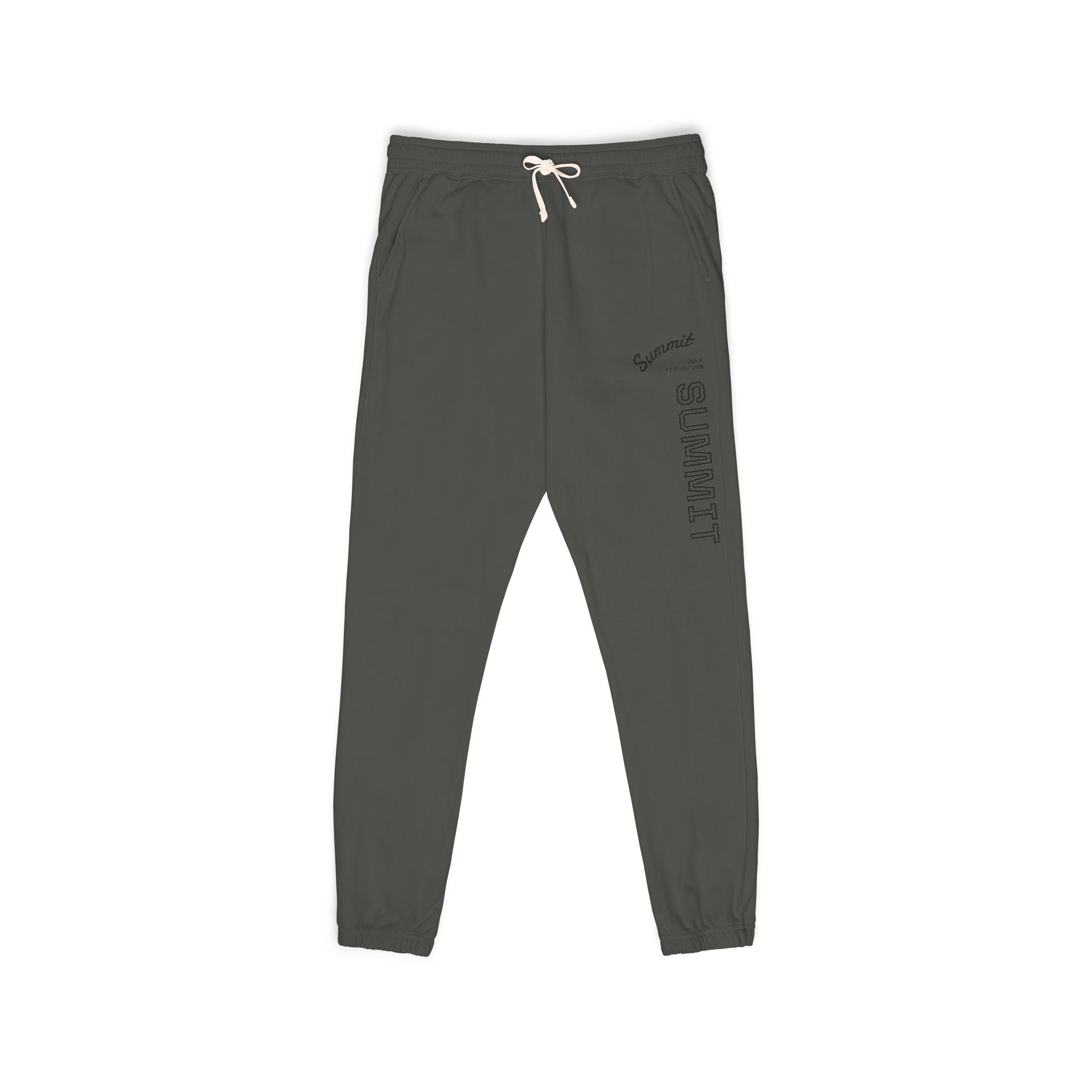 Charcoal 'SUNDAY' Vertical Script Sweatpants — Garment-Dyed Fleece Joggers