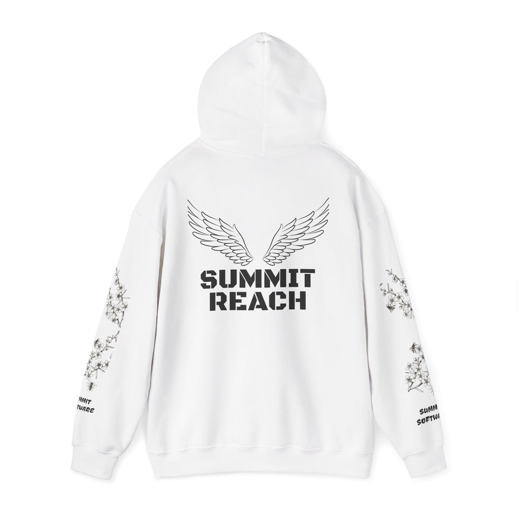 Summit Reach Hoodie — Mountain Logo Pullover with Wings & Sleeve Art
