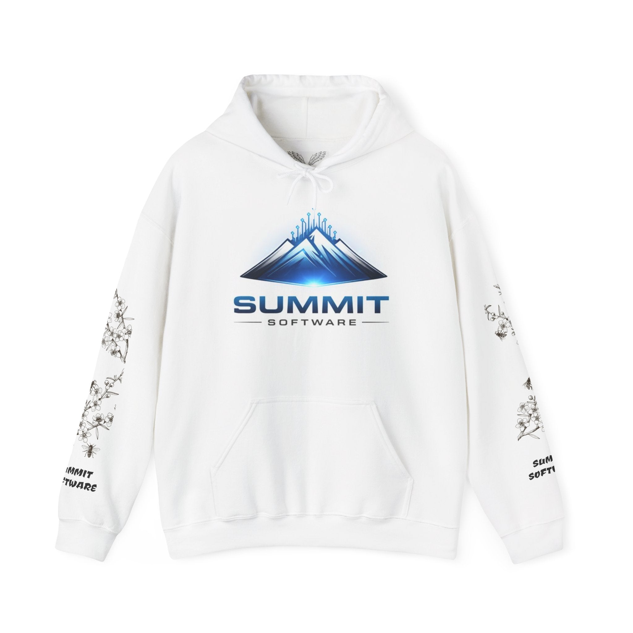 Summit Reach Hoodie — Mountain Logo Pullover with Wings & Sleeve Art