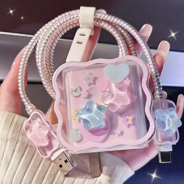 Cartoon Star Phone Cable Protector Case